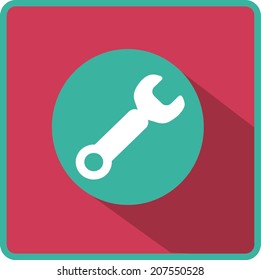 Llave. herramienta para trabajar Botón web moderno plano