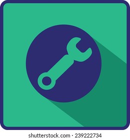 Wrench. tool to work Flat modern web button