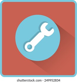 Wrench. tool to work Flat modern web button