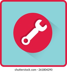 Wrench. tool to work Flat modern web button