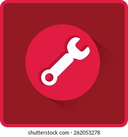 Llave. herramienta para trabajar Botón web moderno plano