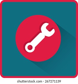 Wrench. tool to work Flat modern web button