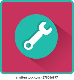 Llave. herramienta para trabajar Botón web moderno plano