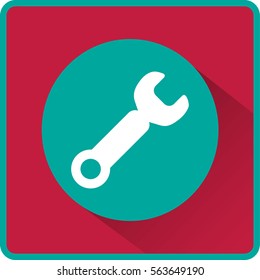 Wrench. tool to work Flat modern web button