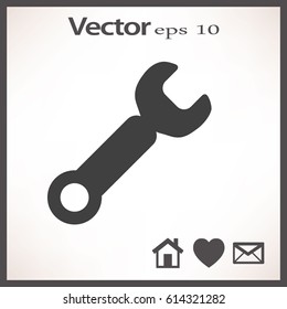Llave. herramienta para trabajar Botón web moderno plano