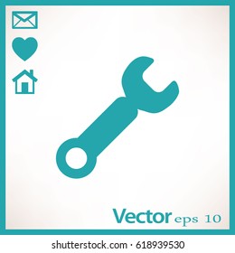 Wrench. tool to work Flat modern web button