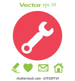 Wrench. tool to work Flat modern web button