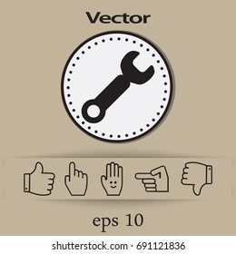 Llave. herramienta para trabajar Botón web moderno plano