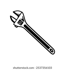 outils de clé à molette dessin ligne de coloration art style croquis classique illustration vintage design