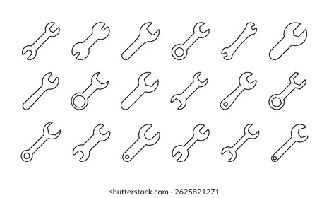 Wrench tools in outline style icon