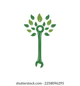 Wrench tree vector logo design template. Mechanic logo design concept vector.	