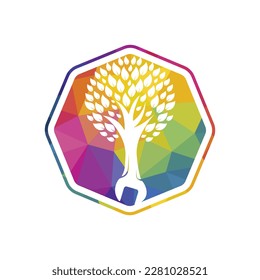 Wrench tree vector logo design template. Mechanic logo design concept vector.	