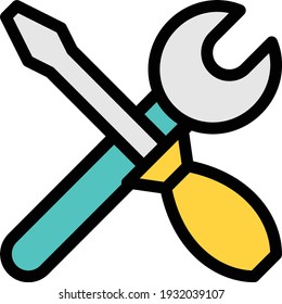 wrench vector colour line icon