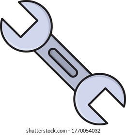 wrench vector flat color icon 