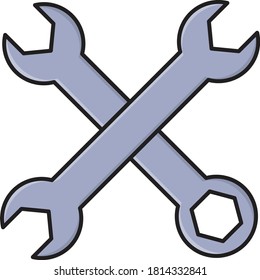 wrench vector flat color icon 