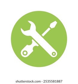 Wrench Vector Gylph Circle Design icon. Work In Progress Symbol on White background EPS 10 File