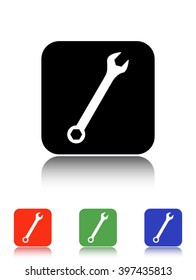 wrench vector icon - black and colored buttons