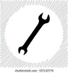 Wrench vector icon - black  illustration