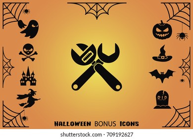 Wrench vector icon with bonus Halloween icons