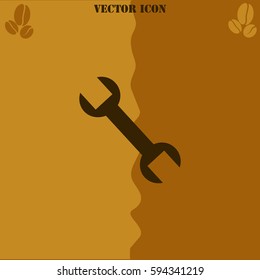Wrench vector  icon. Coffee symbol background.