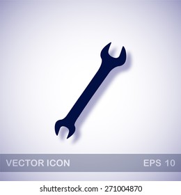 Wrench vector icon - dark blue illustration with blue shadow