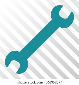 Wrench vector icon. Illustration style is flat iconic soft blue symbol on a hatched transparent background.