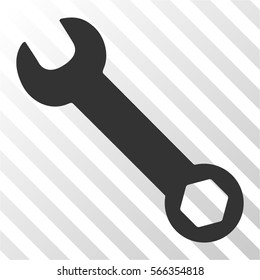 Wrench vector icon. Illustration style is flat iconic gray symbol on a hatch transparent background.