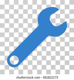 Wrench vector icon. Illustration style is a flat iconic cobalt symbol on a transparent background.