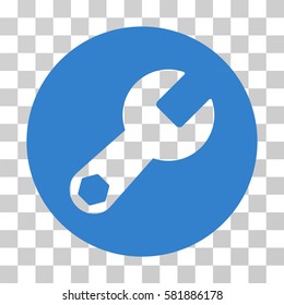 Wrench vector icon. Illustration style is a flat iconic cobalt symbol on a transparent background.