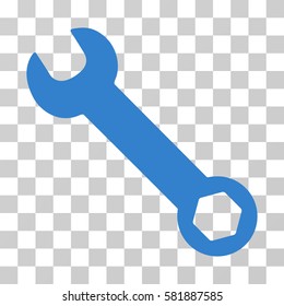 Wrench vector icon. Illustration style is a flat iconic cobalt symbol on a transparent background.