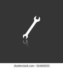 wrench vector icon with mirror reflection