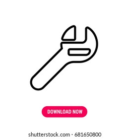 Wrench vector icon, The outlined symbol of repairing tool. Simple, modern flat vector illustration for mobile app, website or desktop app  
