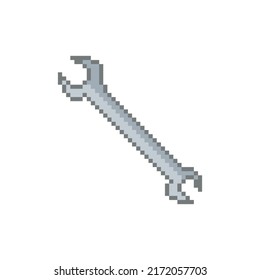 Wrench vector icon. Pixel art. 8 bit logo. eps10