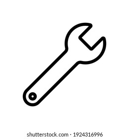 Wrench vector icon. Repair tool symbol. Setup and setting adjustment sign. Mechanic instrument logo. Silhouette isolated on white background.