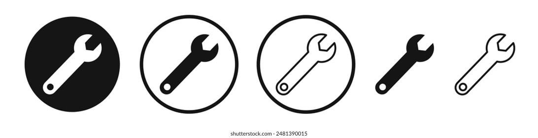 Wrench vector icon set in black and white color.