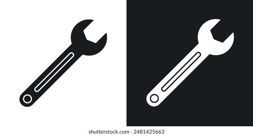 Wrench vector icon set in black color.