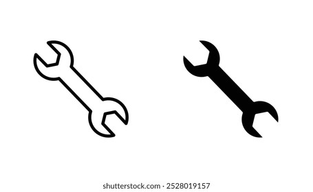 Wrench vector icon set in black and white color.