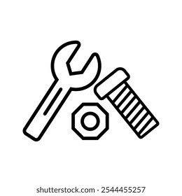 Wrench vector icon set in black and white color.
