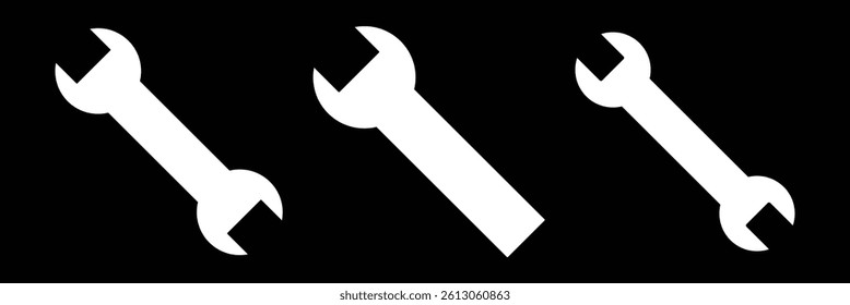 Wrench vector icon set in black and white color.