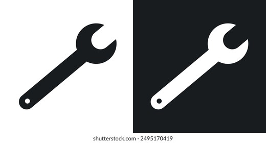 Wrench vector icon set in solid style.