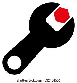 Wrench vector icon. Style is bicolor flat symbol, intensive red and black colors, rounded angles, white background.