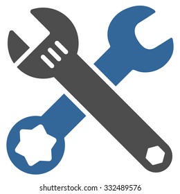 Wrench vector icon. Style is bicolor flat symbol, cobalt and gray colors, rounded angles, white background.