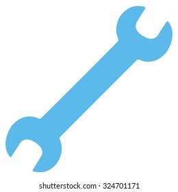 Wrench vector icon. Style is flat symbol, blue color, rounded angles, white background.