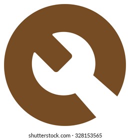 Wrench vector icon. Style is flat symbol, brown color, rounded angles, white background.