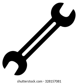 Wrench vector icon. Style is flat symbol, black color, rounded angles, white background.
