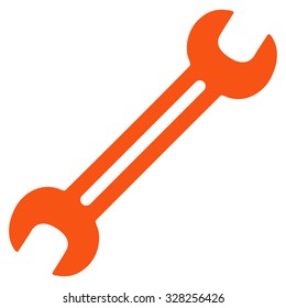 Wrench vector icon. Style is flat symbol, orange color, rounded angles, white background.