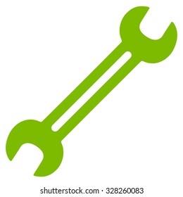 Wrench vector icon. Style is flat symbol, eco green color, rounded angles, white background.