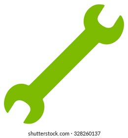 Wrench vector icon. Style is flat symbol, eco green color, rounded angles, white background.