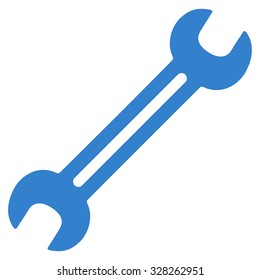 Wrench vector icon. Style is flat symbol, cobalt color, rounded angles, white background.