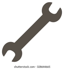 Wrench vector icon. Style is flat symbol, grey color, rounded angles, white background.